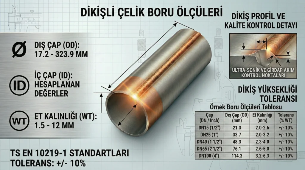 Dikişli Çelik Boru Ölçüleri